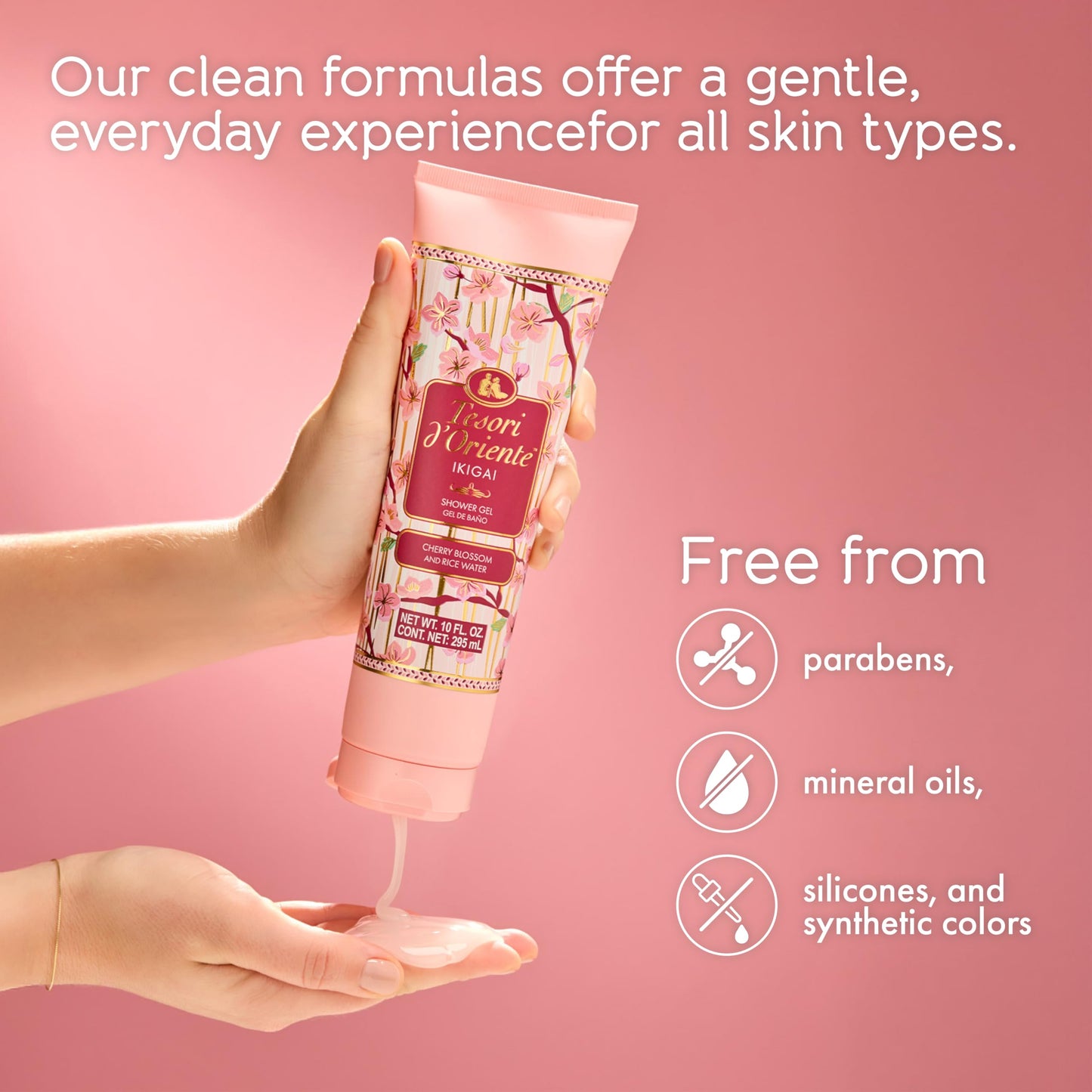 Tesori d’Oriente Ikigai Shower Gel with Cherry Blossom Floral Scent, 10 fl oz, Gentle & Hydrating Body Wash with Rice Water & Vitamin-E, No Silicones Beauty & Personal Care Tesori d'Oriente