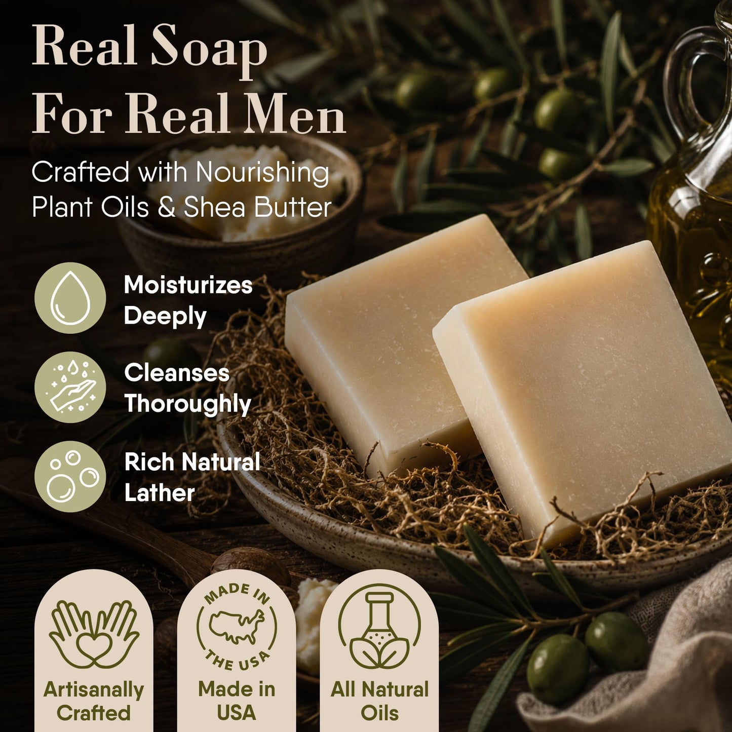 360Feel Clean cotton Soap 5 oz Castile Handmade Soaps -Refreshing Spring scent- Essential Oil Natural Mans Soap bar- Anniversary Wedding Gifts- Made Beauty & Personal Care 360Feel