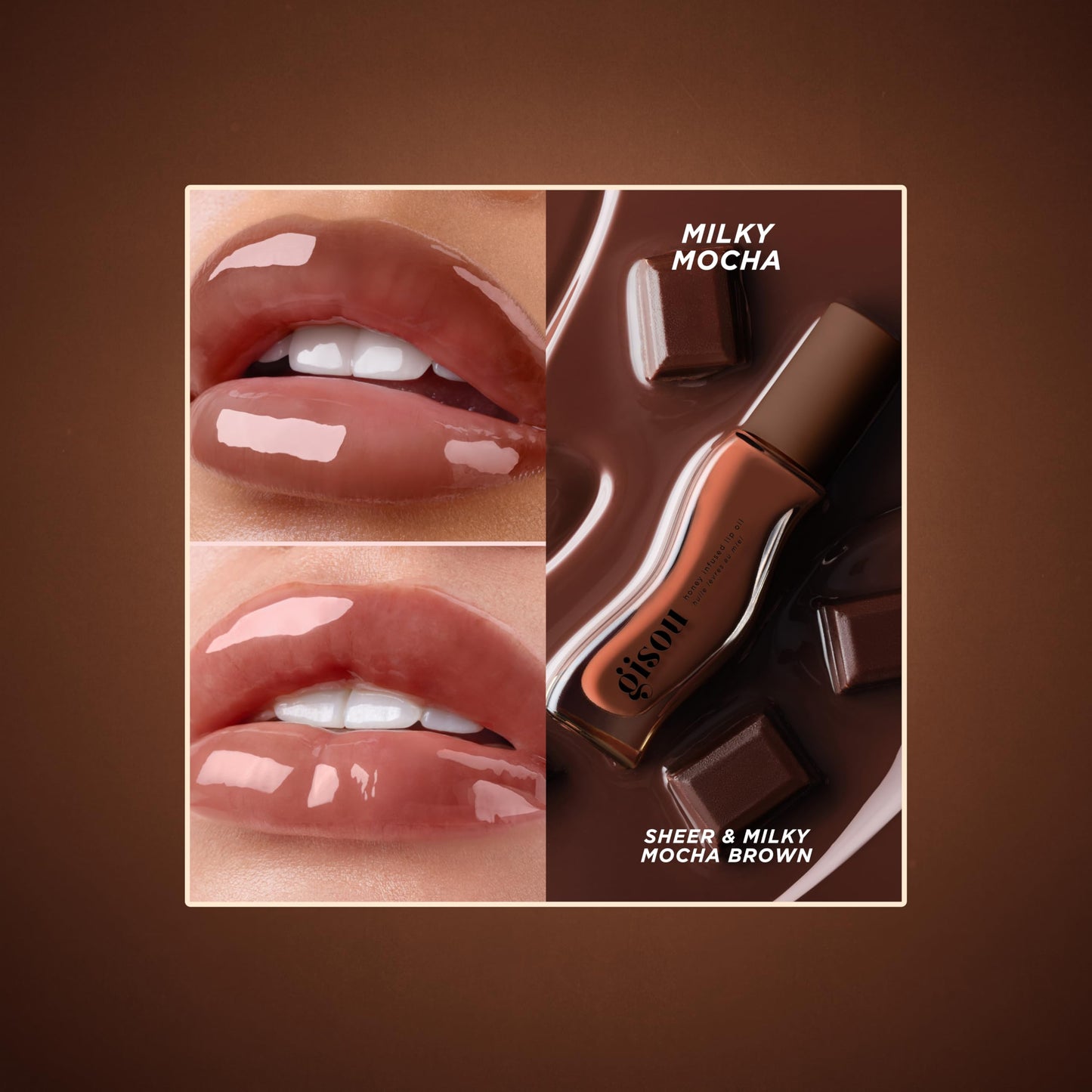 Gisou Honey Infused Lip Oil - Hydrating & Glossy Lip Oil with Mirsalehi Honey & Jojoba Seed Oil, Non-Sticky Shine, Milky Mocha, 0.27 Fl Oz Beauty and Personal Care Gisou