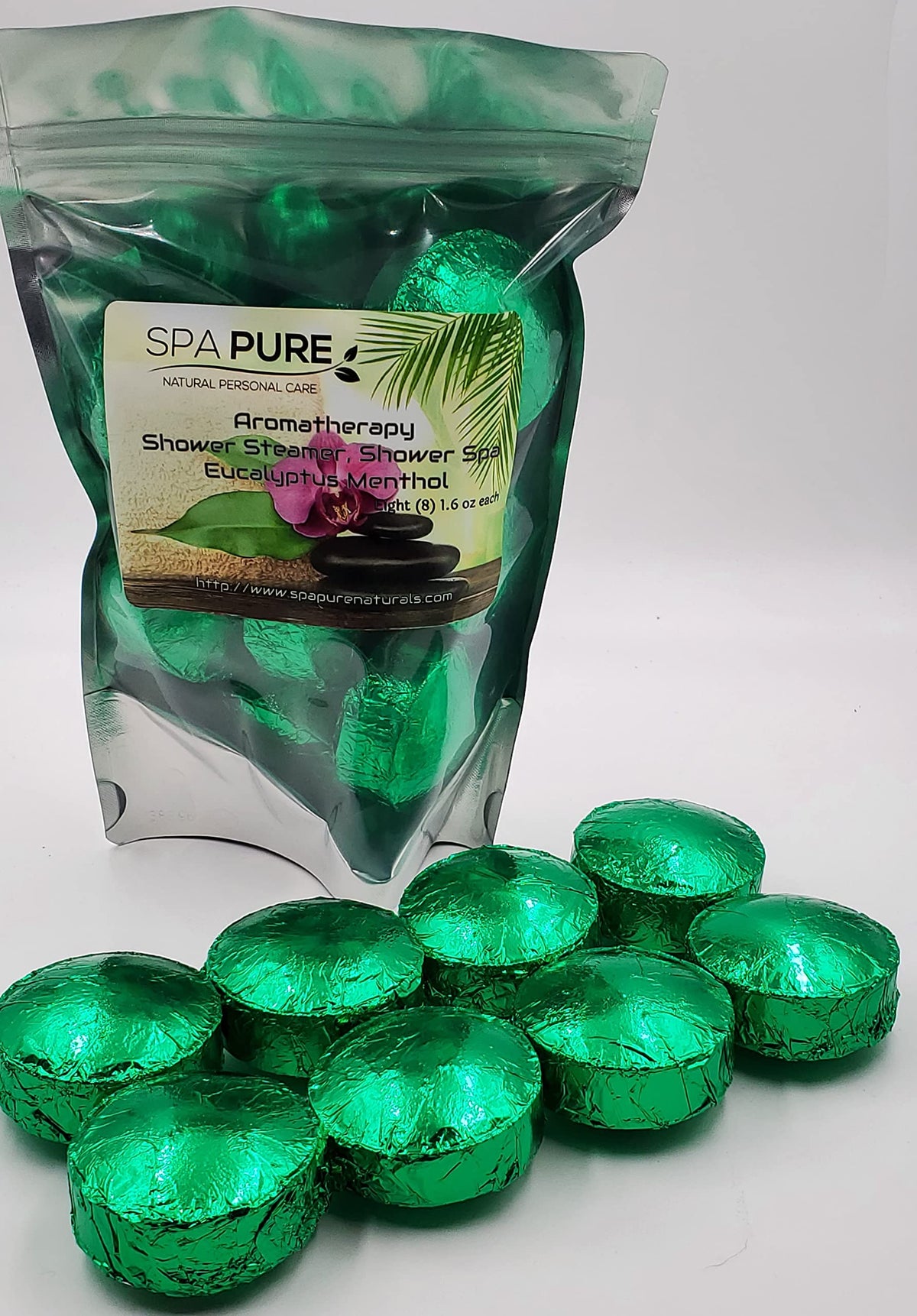 Menthol Eucalyptus Aromatherapy Shower Bombs: Large Fizzies Made with 100% Natural/Organic Essential Oils - Transform Your Shower (8 Count) Pack of 1 Beauty & Personal Care Spa Pure