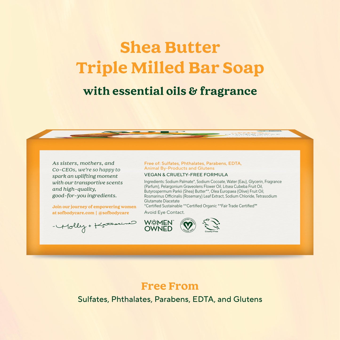 South Of France SoF Triple Milled Bar Soap - With Coconut Oil & Organic Shea Butter- Vegan & Non GMO- Free From Phthalates, Sulfates & Parabens- Shea Beauty & Personal Care South Of France
