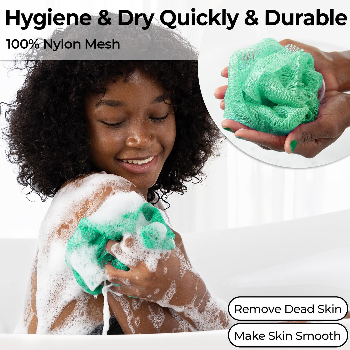 African Net Sponge Authentic - Afro Scrub Exfoliating Net Sponge with Knots - African Bath Sponges for Body Scrubber Exfoliator - Back Scrubber Beauty and Personal Care MINISENTIALS