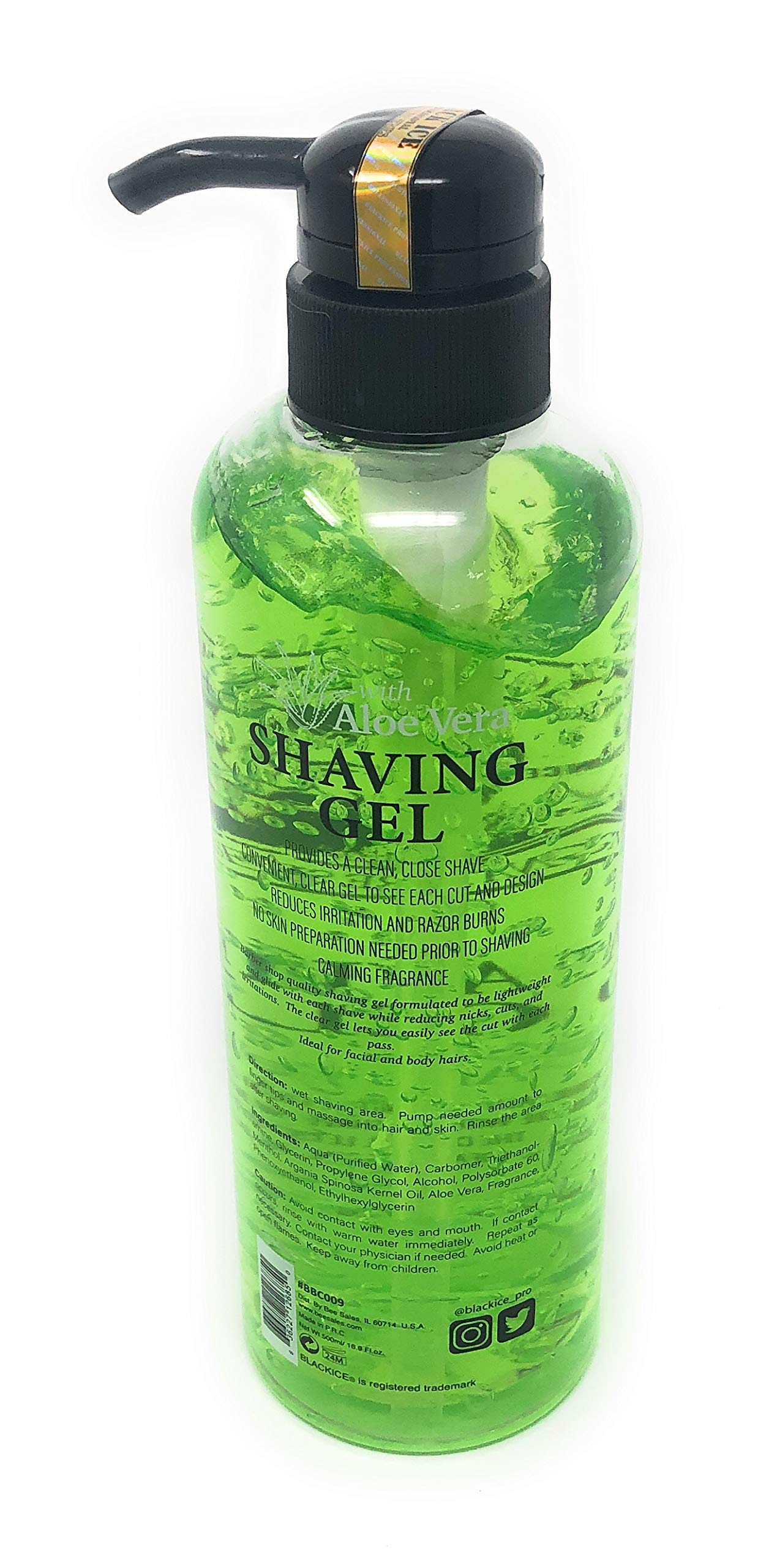 Black Ice Professional Shaving Gel with Aloe Vera 16.9 Fl oz Beauty & Personal Care Black Ice