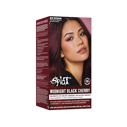 Splat Midnight Black Cherry Semi Permanent Hair Dye Box Kit, 1 At-Home Application, Vegan & Cruelty-Free Red Hair Color Kit with Masque, Lasts 30 Beauty & Personal Care Splat