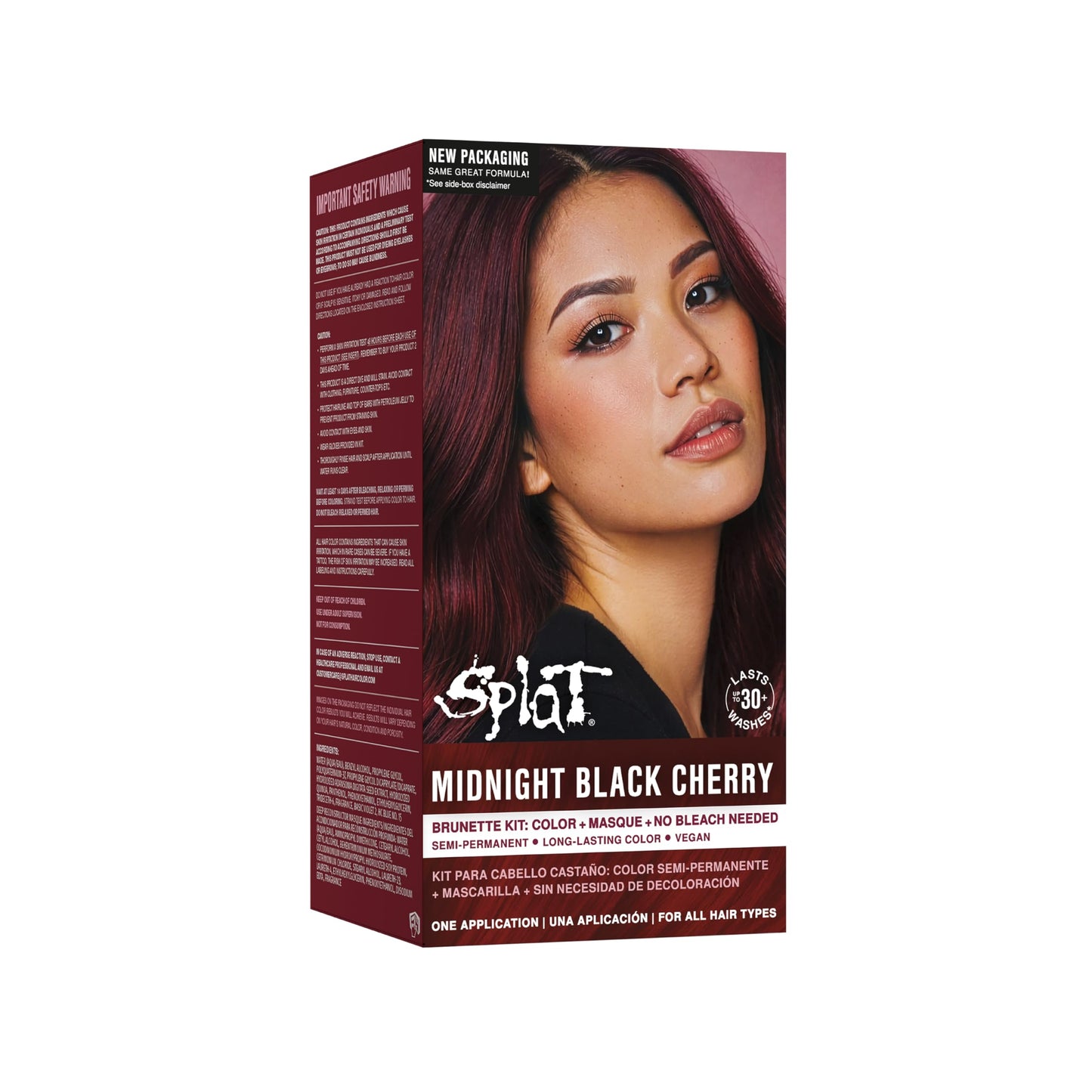 Splat Midnight Black Cherry Semi Permanent Hair Dye Box Kit, 1 At-Home Application, Vegan & Cruelty-Free Red Hair Color Kit with Masque, Lasts 30 Beauty & Personal Care Splat
