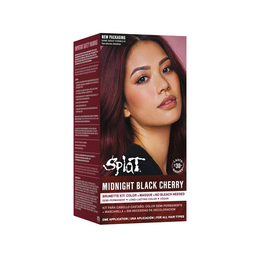 Splat Midnight Black Cherry Semi Permanent Hair Dye Box Kit, 1 At-Home Application, Vegan & Cruelty-Free Red Hair Color Kit with Masque, Lasts 30 Beauty & Personal Care Splat