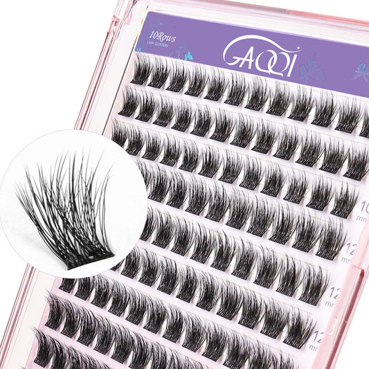 GAQQI Lash Clusters, DIY Eyelash Extension 168 pcs D Curl, Mega Volume Individual Lashes 10-16mm Mix Length (GQ18,D Curl,10-16mm) Beauty and Personal Care GAQQI Default Title