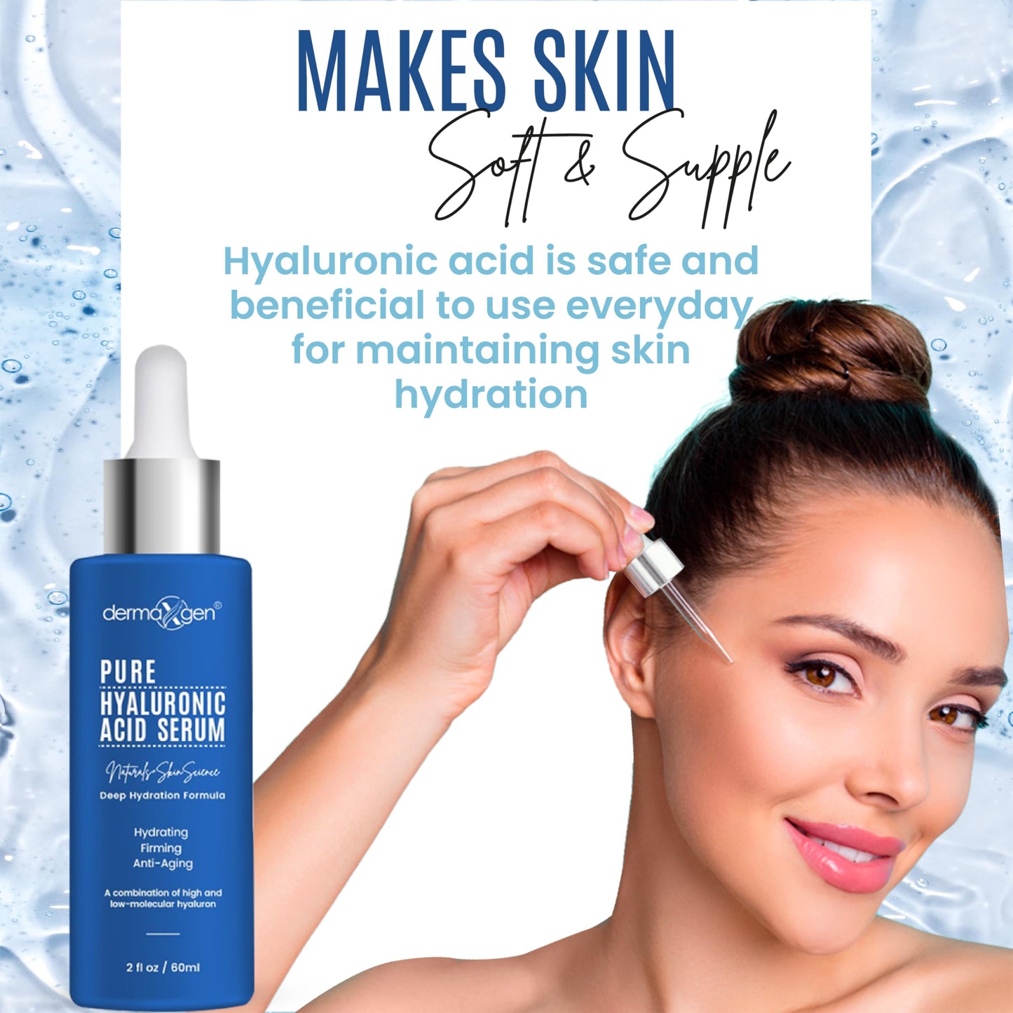 Dermaxgen Hyaluronic Acid Serum for Face & Eyes for Anti-Aging, Moisturizing, Antioxidant & Wrinkle Treatment. Best Hydrating Pure Facial Serum Beauty & Personal Care DERMAXGEN