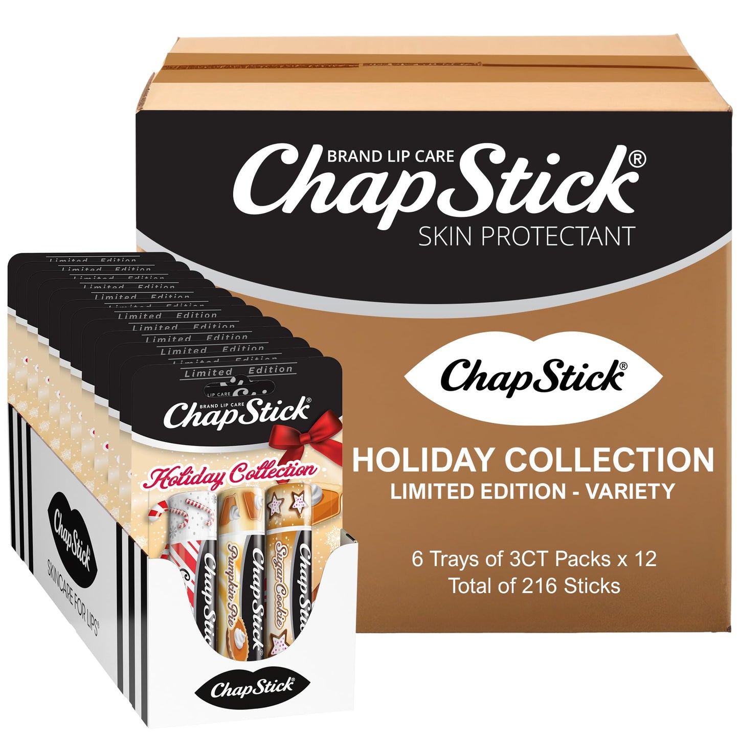ChapStick Bulk Lip Balm, Holiday Collection, Lip Care Tubes, 0.45 oz, 216 ct case Beauty and Personal Care ChapStick