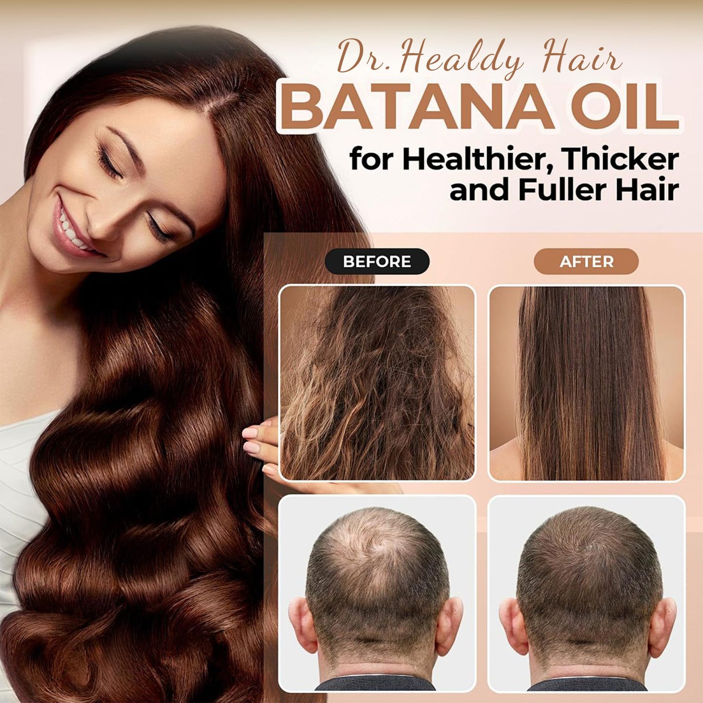 Dr. Healdy Batana Oil Shampoo and Conditioner Set - for Hair Growth,Thickening & Hydration,Sulfate Free - Fights Hair Loss & Clarifies Scalp -Root Beauty & Personal Care Dr. Healdy