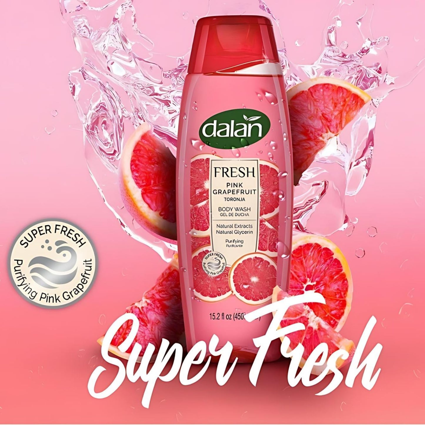 Dalan Natural Extracts Body Wash, with Fresh Pink Grapefruit & Aloe Vera & Sea Minerals, 15.2 fl oz (3 Pack, Grapefruit) Beauty & Personal Care Dalan