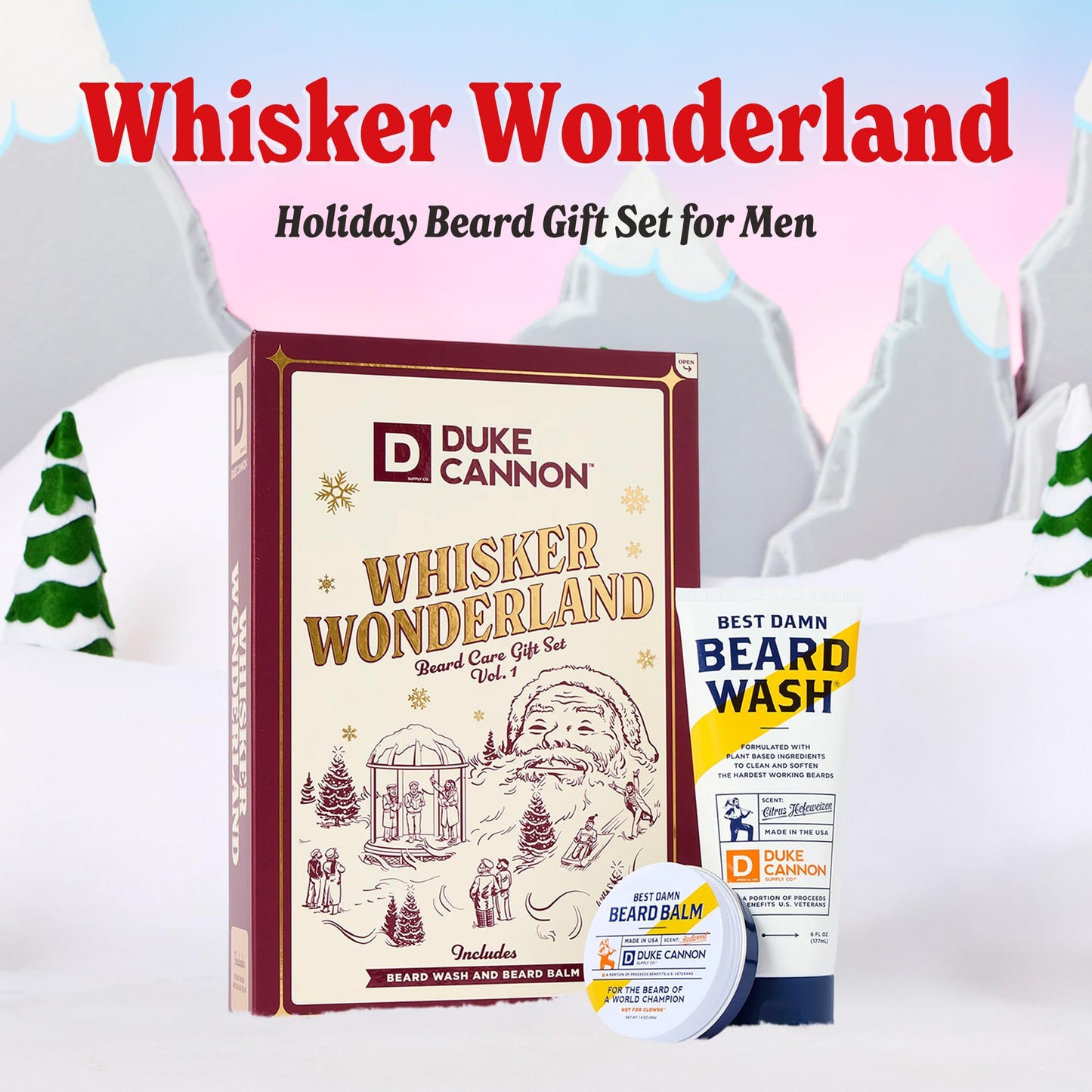 Duke Cannon Whisker Wonderland Beard Care Gift Set - Beard Wash + Beard & Face Lotion - Holiday Kit for Men - Barley & Wheat Protein - Vitamin B & E Beauty and Personal Care Duke Cannon Supply Co.