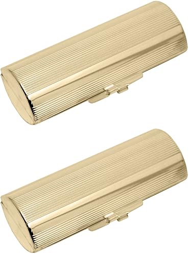 Stephanie Imports Set of 2 Capsule Shaped Lipstick Cases (Gold Ridges) Beauty & Personal Care Stephanie Imports
