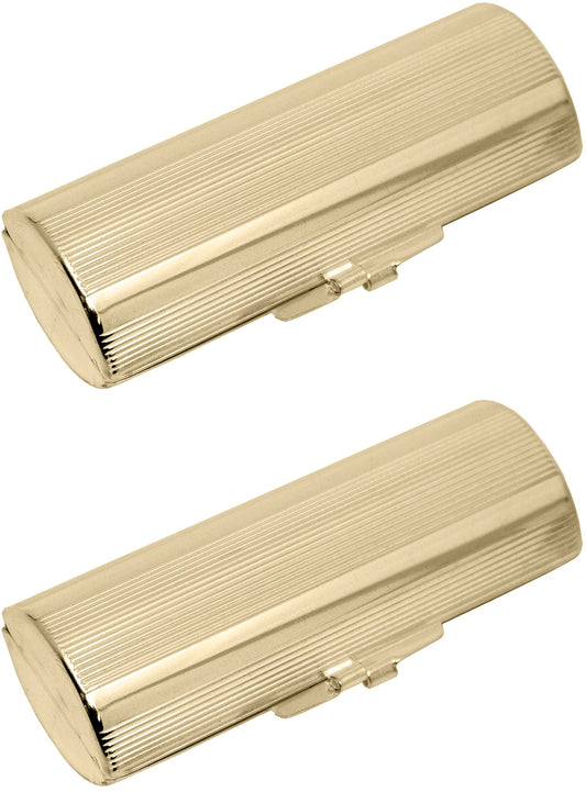 Stephanie Imports Set of 2 Capsule Shaped Lipstick Cases (Gold Ridges) Beauty & Personal Care Stephanie Imports