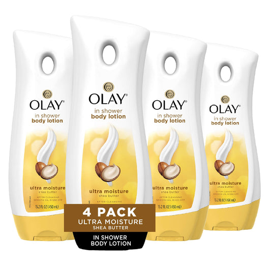 Olay Ultra Moisture Shea Butter In-Shower Body Lotion, Improves Dry Skin Hydration in 5 Days, 15.2 Fl Oz (Pack of 4) Beauty & Personal Care Olay