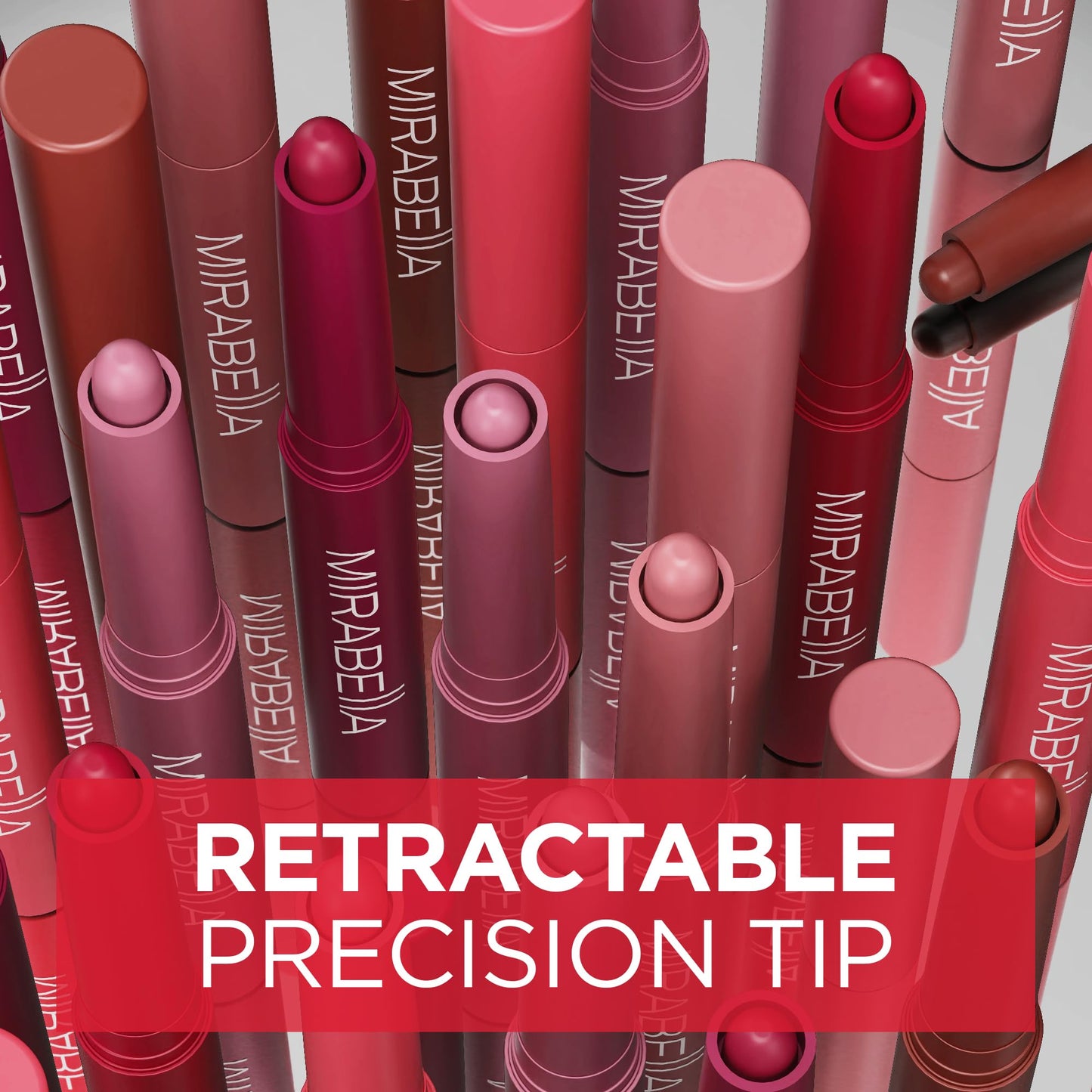 Mirabella - Velvet Matte Lip Crayon, Retractable Highly-Pigmented 2-in-1 Makeup, Long-Lasting Hydrating Lipstick Crayon + Lip Liner, Moisturizing Beauty & Personal Care Mirabella