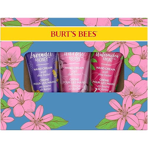 Burt's Bees Spring Gift, 3 Moisturizing Self Care Gifts, Shea Butter Hand Cream Trio Spring Set - Lavender & Honey, Wild Rose & Berry and Watermelon Beauty & Personal Care Burt's Bees