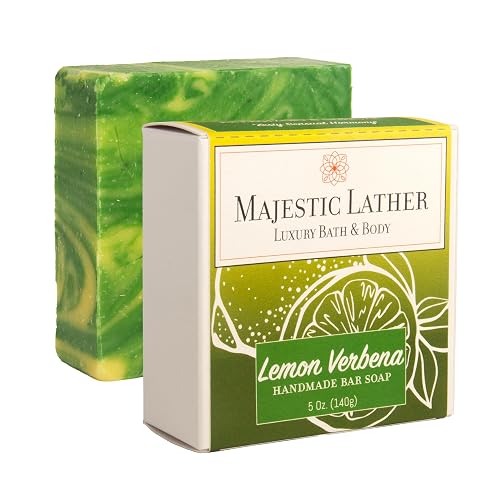 Majestic Lather Lemon Verbena Luxury Bar Soap for Face & Body. Cleanse, Nourish & Moisturize Skin. For All Skin Types. Handmade in the USA. Beauty & Personal Care Majestic Lather
