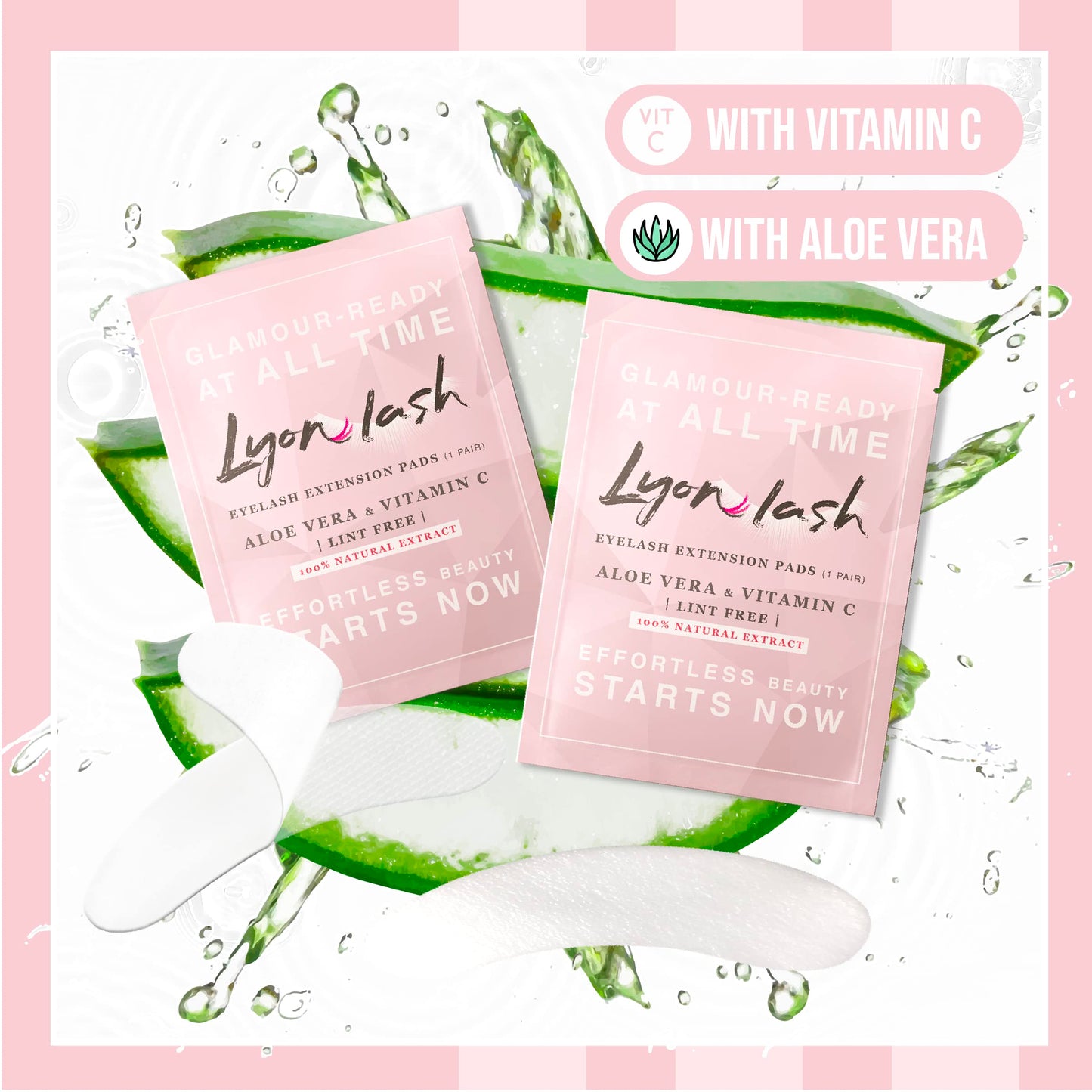 100 Pairs Eyelash Extension Under Eye Gel Pads by Lyon Lash - Lint Free with Aloe Vera Hydrogel Eye Patches, Premium Eyelash Extension Supplies Beauty & Personal Care Lyon lash