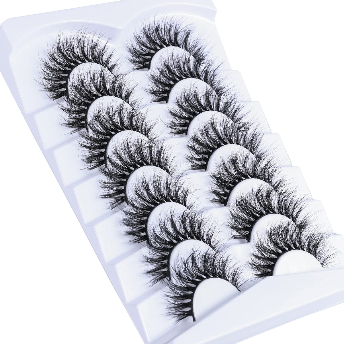 Mebver False Lashes Fake Eyelashes Cat Eye Lashes Faux Mink Lashes Natural Look 8D Fluffy Wispy Lashes That Look Like Extensions Pestañas Postizas D Beauty & Personal Care Mebver