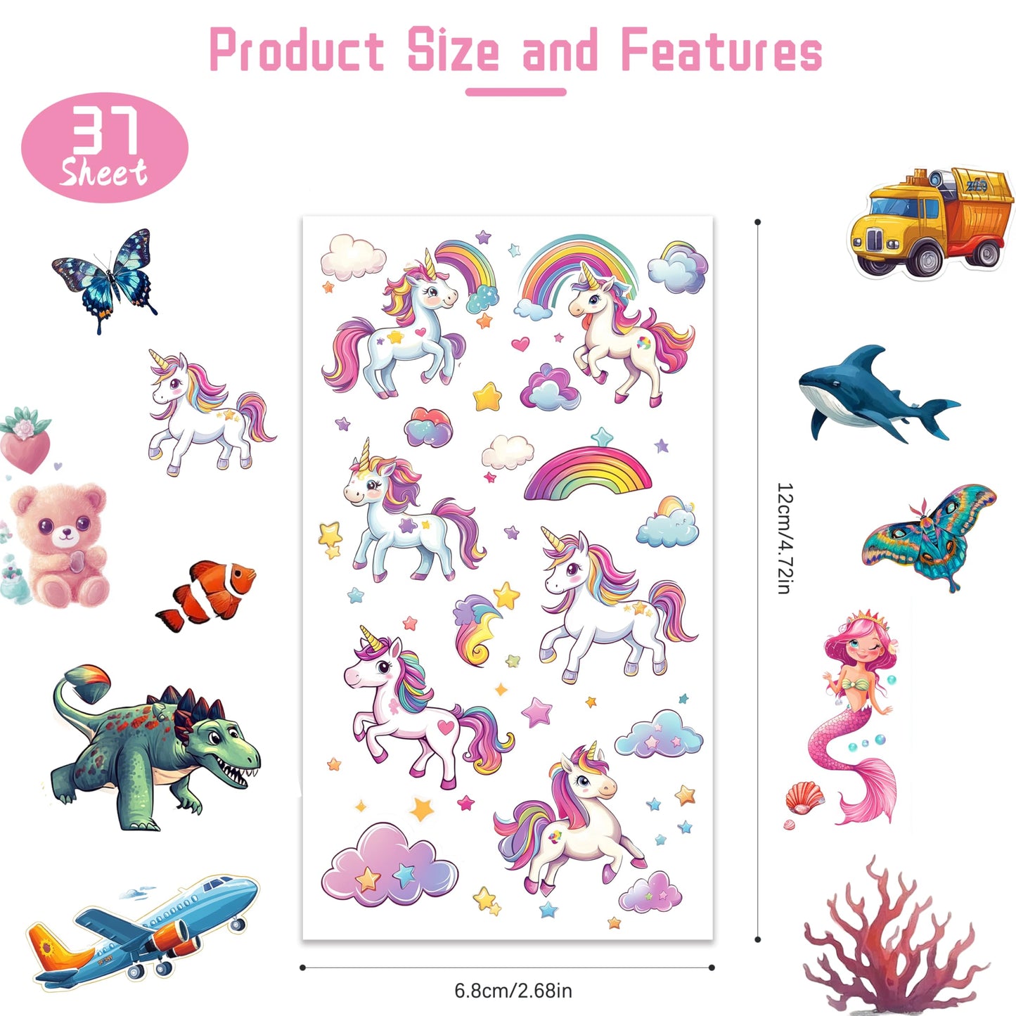 Keikihipa 350+ Mixed Temporary Tattoos Stickers Set Kids Gift Party Favors Beauty and Personal Care Keikihipa