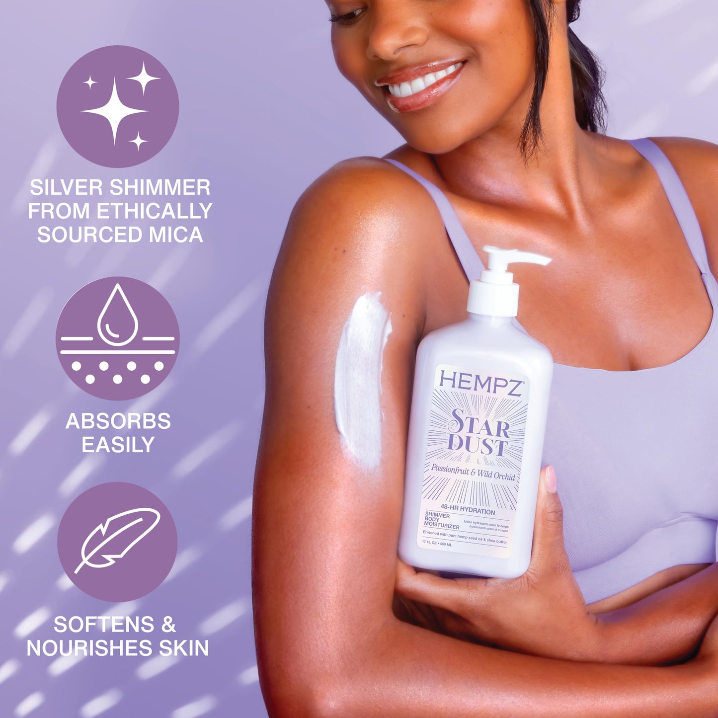 Hempz NEW Star Dust Body Lotion, Iridescent Glow Shimmer, Passionfruit and Wild Orchid, Hydrating and Nourishing Moisturizer, 17 oz. Beauty & Personal Care Hempz