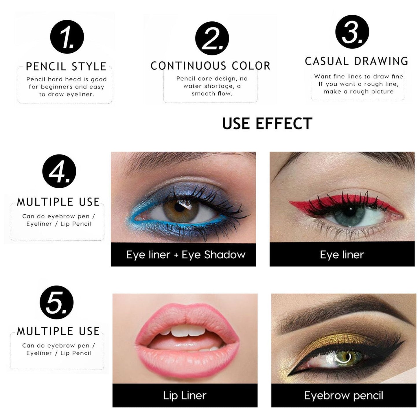 DC-BEAUTIFUL 12Pcs Lot Set 12 Colors Eyeliner Pencil Waterproof Eyebrow Pencil Cosmetics Beauty & Personal Care DC-BEAUTIFUL