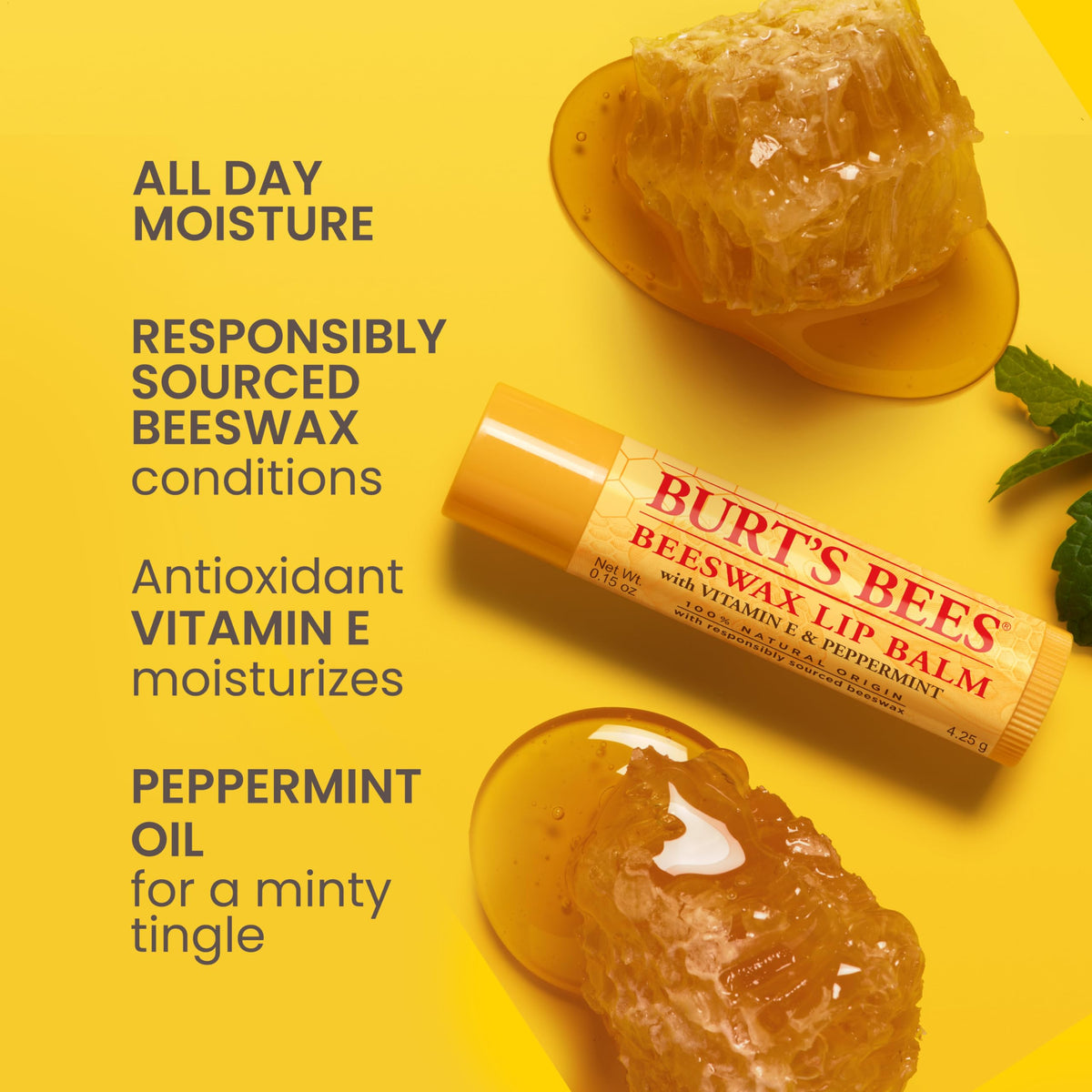 Burt's Bees Beeswax Lip Balm with Vitamin E & Peppermint, 0.15 Oz Beauty & Personal Care Burt's Bees
