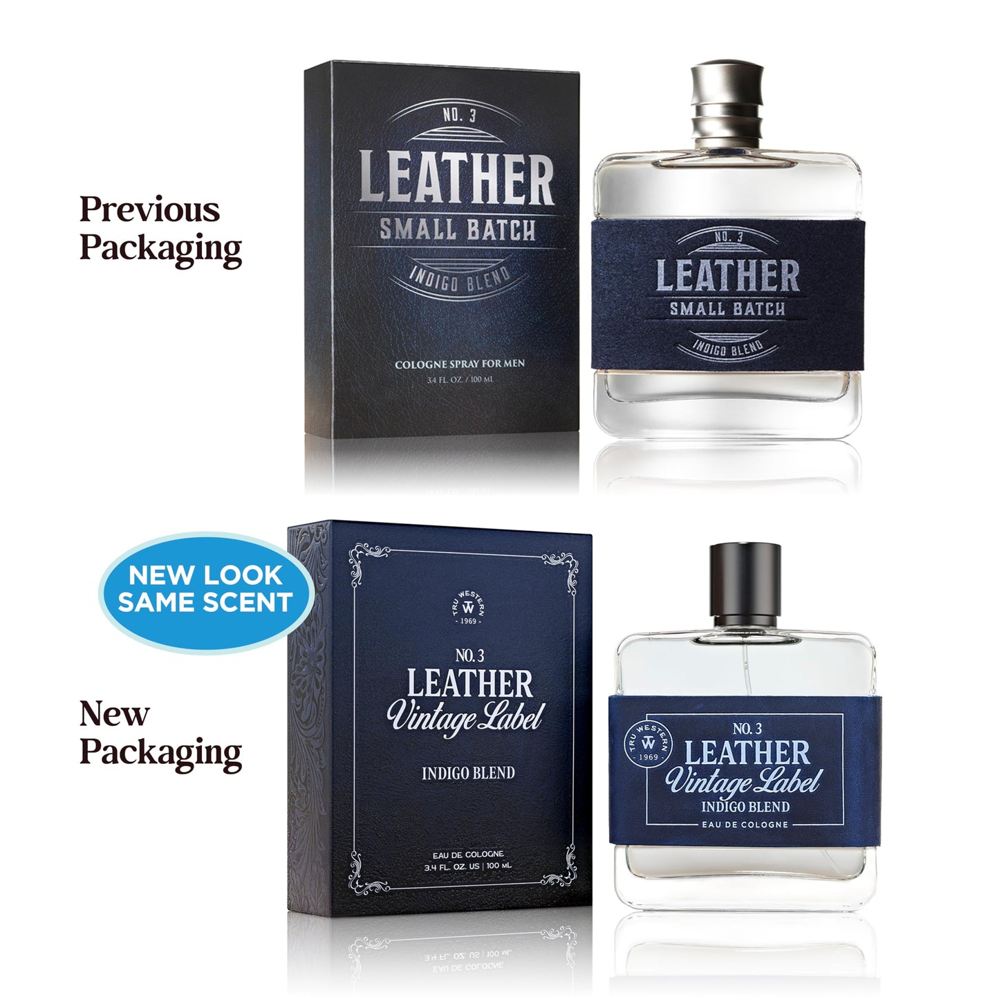 Tru Western Leather #3 Indigo Blend Men's Cologne, 3.4 fl oz (100 ml) - Clean, Smooth, Masculine Beauty & Personal Care Tru Fragrance Beauty