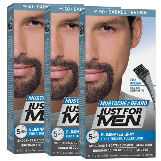 Just for Men Mustache and Beard Brush-In Color Gel, Darkest Brown (Pack of 3) Beauty & Personal Care Just for Men