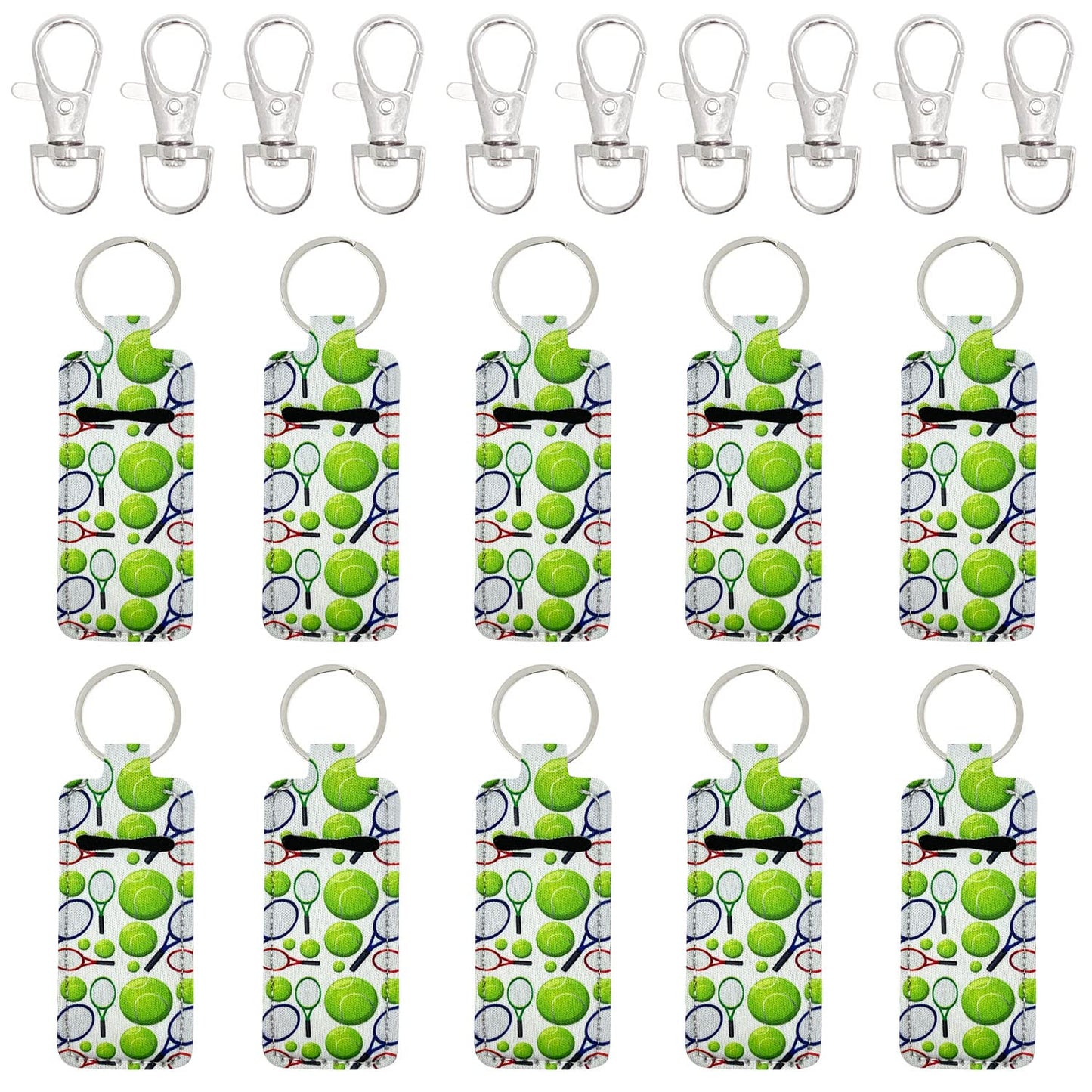 allydrew 10 Pack Chapstick Holder Keychain, Keyring for Lip Balm Lip Gloss Lipstick with 10 Pieces Metal Keyring Clasps, Tennis Beauty & Personal Care allydrew
