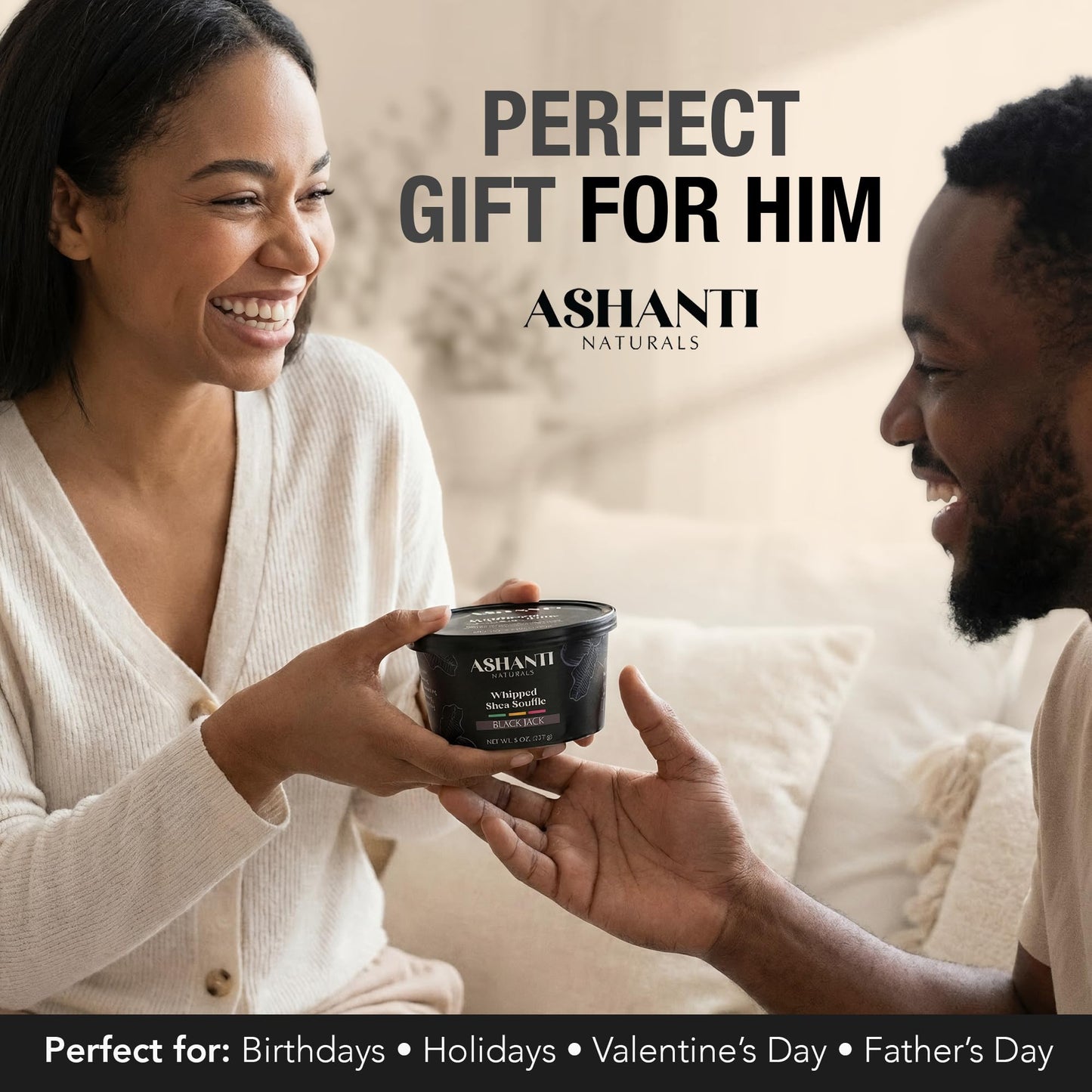 Ashanti Naturals Scented Whipped Shea Butter | African Body Butter for Men w/Coconut and Almond Oil (Blackjack Souffle, 8 oz) Beauty & Personal Care Ashanti Naturals