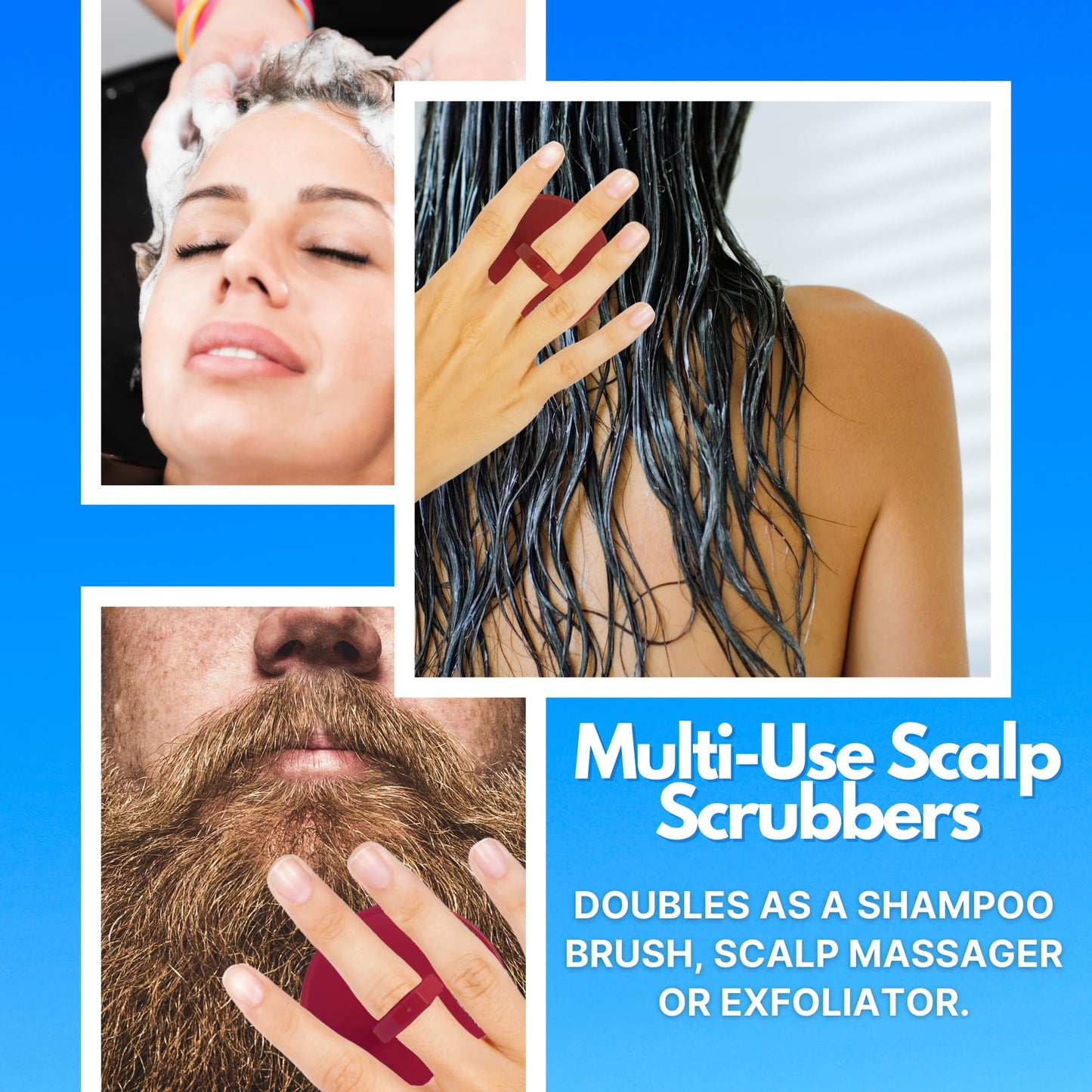 G.B.S Scalp Exfoliator 4 Pack - Shampoo Brush, Scalp Scrubber for Dandruff Removal, Massager & Hair Exfoliator - Red & Black Beauty & Personal Care G.B.S