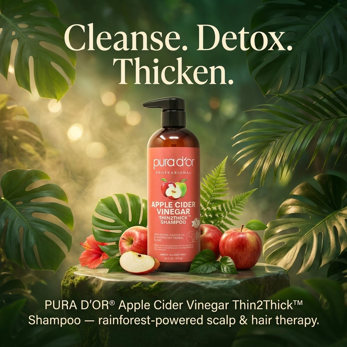 PURA D'OR Apple Cider Vinegar Shampoo for Clarifying and Volume, 16oz