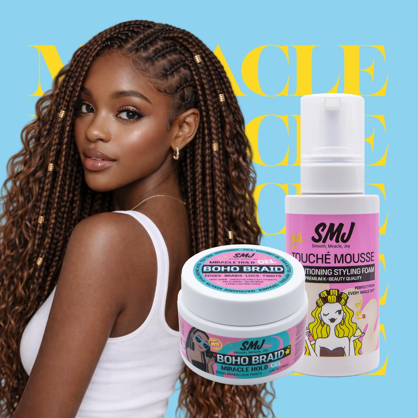 SMJ 360° TOUCHÉ MOUSSE - Curl Defining Foam | Frizz Control & Soft Flexible Hold | for Natural Hair, Braids, Crochet & Protective Styles | No Crunch Beauty & Personal Care SMJ