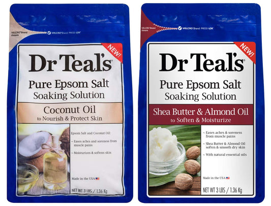 Dr Teal's Epsom Salt Bath Combo Pack (6 lbs Total), Nourish and Protect with Coconut Oil, and Soften & Moisturize with Shea Butter & Almond Oil Beauty and Personal Care Dr Teal's