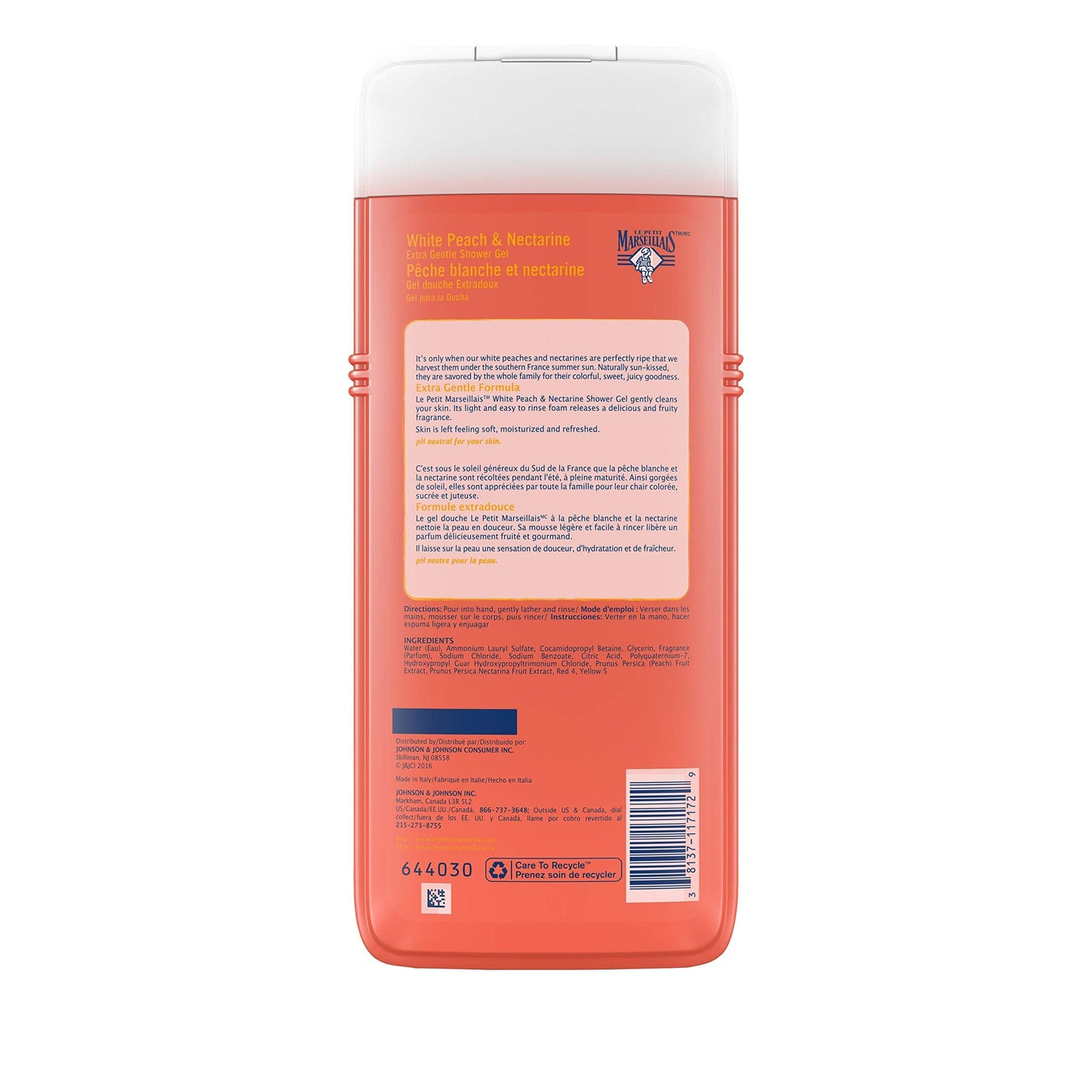 Le Petit Marseillais Extra Gentle Shower Gel with White Peach & Nectarine, Moisturizing & Nourishing French Body Wash pH Neutral for Skin, 21.9 fl. oz Beauty & Personal Care Le Petit Marseillais