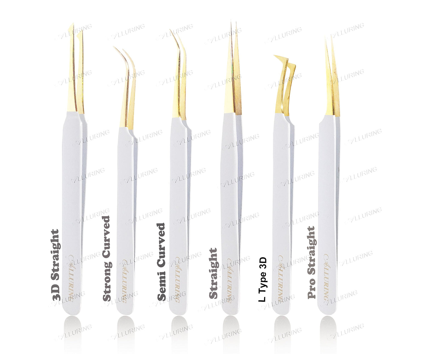 Alluring White with Gold Tip Tweezers for Eyelash Extension Beauty and Personal Care Alluring