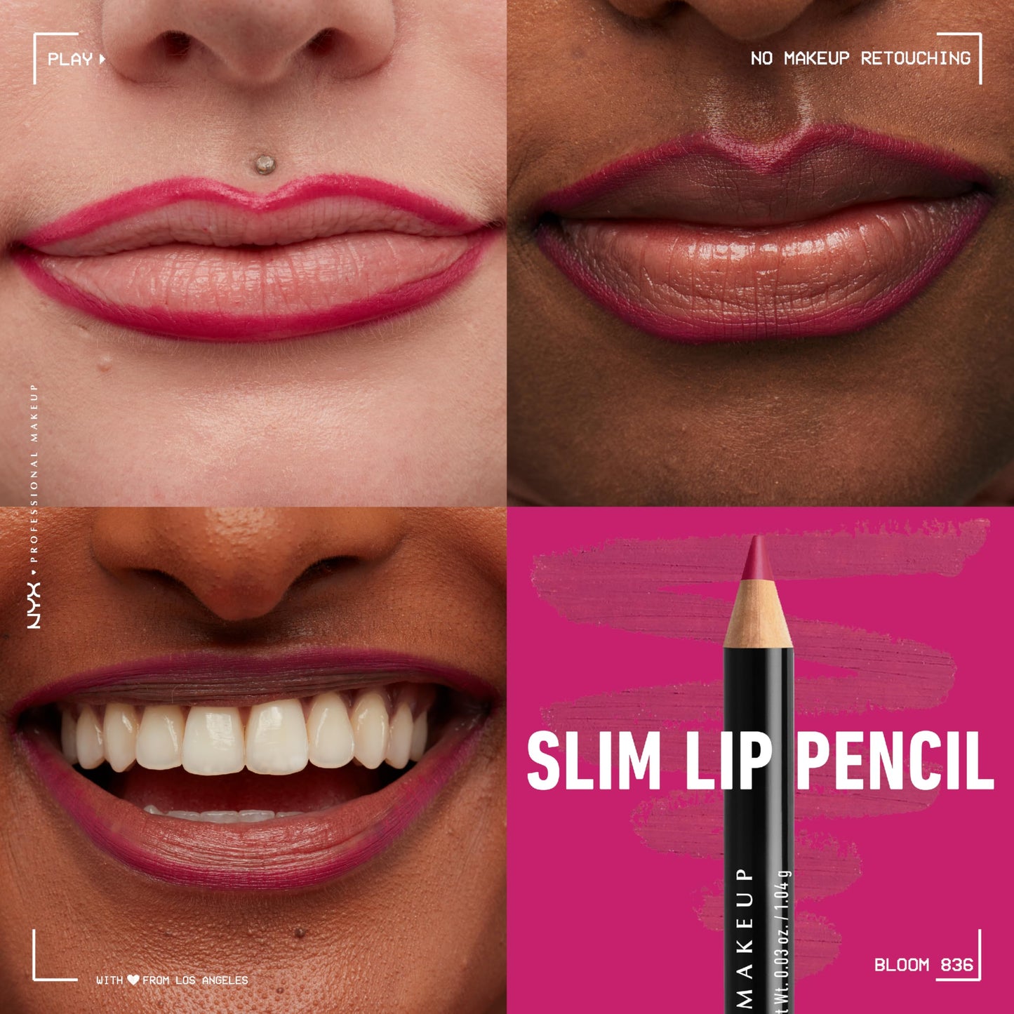 NYX PROFESSIONAL MAKEUP Slim Lip Pencil, Long-Lasting Creamy Lip Liner Bloom, 0.04 oz Beauty & Personal Care NYX PROFESSIONAL MAKEUP