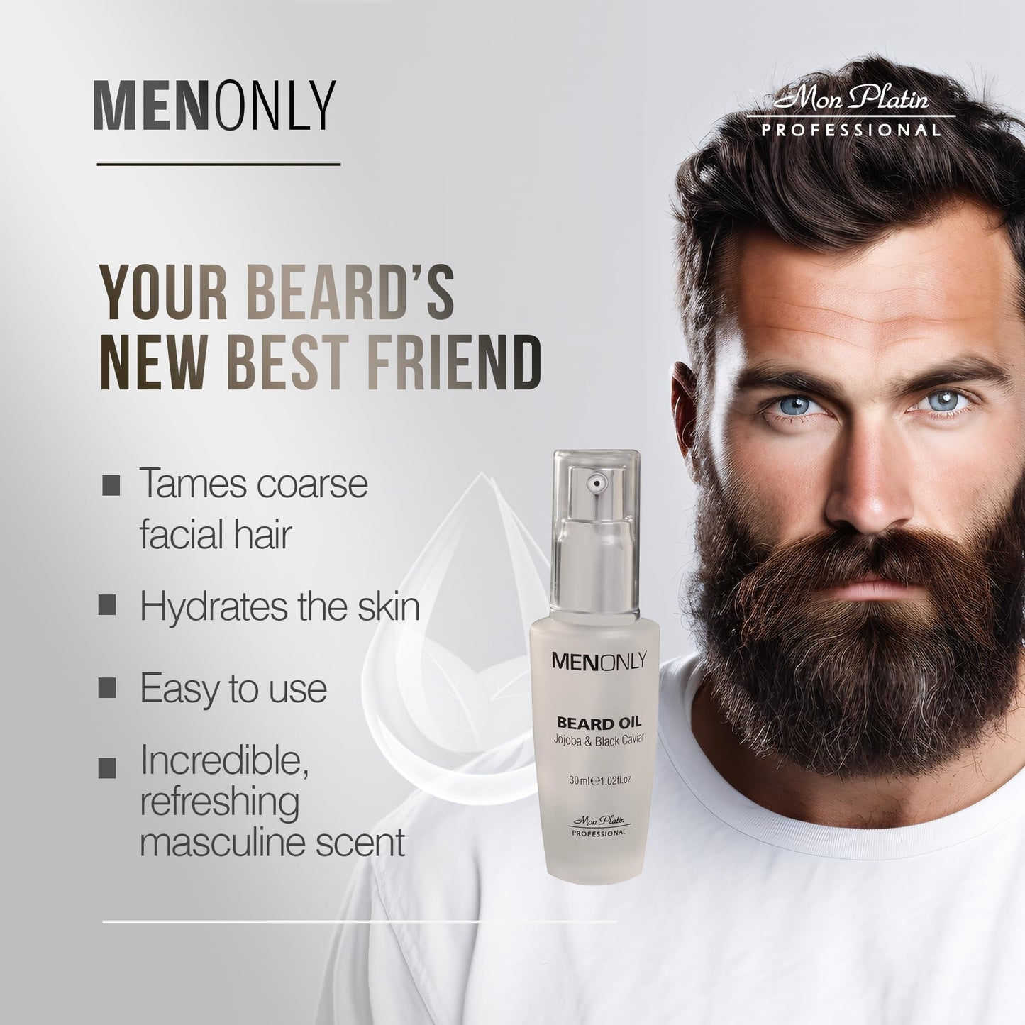 Mon Platin Professional Beard Oil Jojoba and Black Caviar Men Only 30ml Beauty and Personal Care Mon Platin Professional