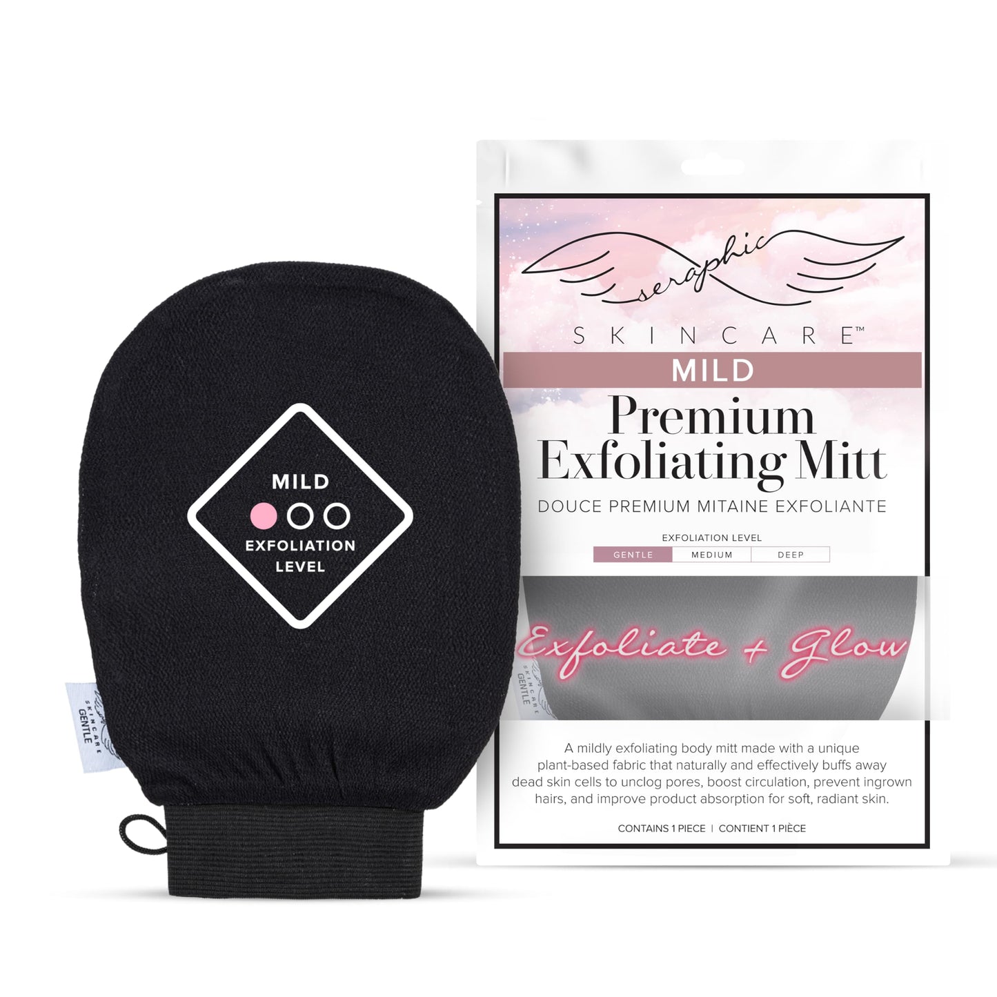 Seraphic Skincare Premium Exfoliating Glove (Gentle) - Viscose Fiber Korean Exfoliating Mitt for Sensitive Skin - Body Scrubber, Dead Skin Remover Beauty and Personal Care SERAPHIC SKINCARE
