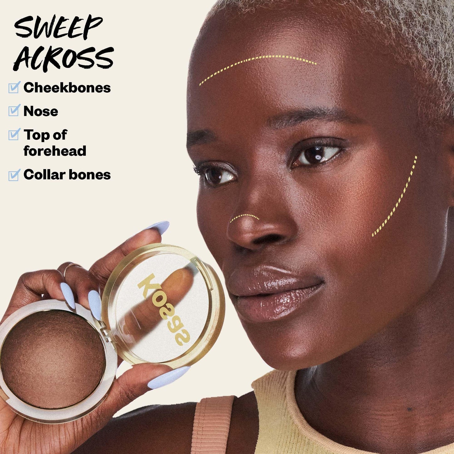 Kosas The Sun Show Glowy Warmth Baked Bronzer - Talc-Free Powder Bronzer for Face, Buildable Color, Natural Glow, Lightweight Finish, Tropic Beauty & Personal Care Kosas