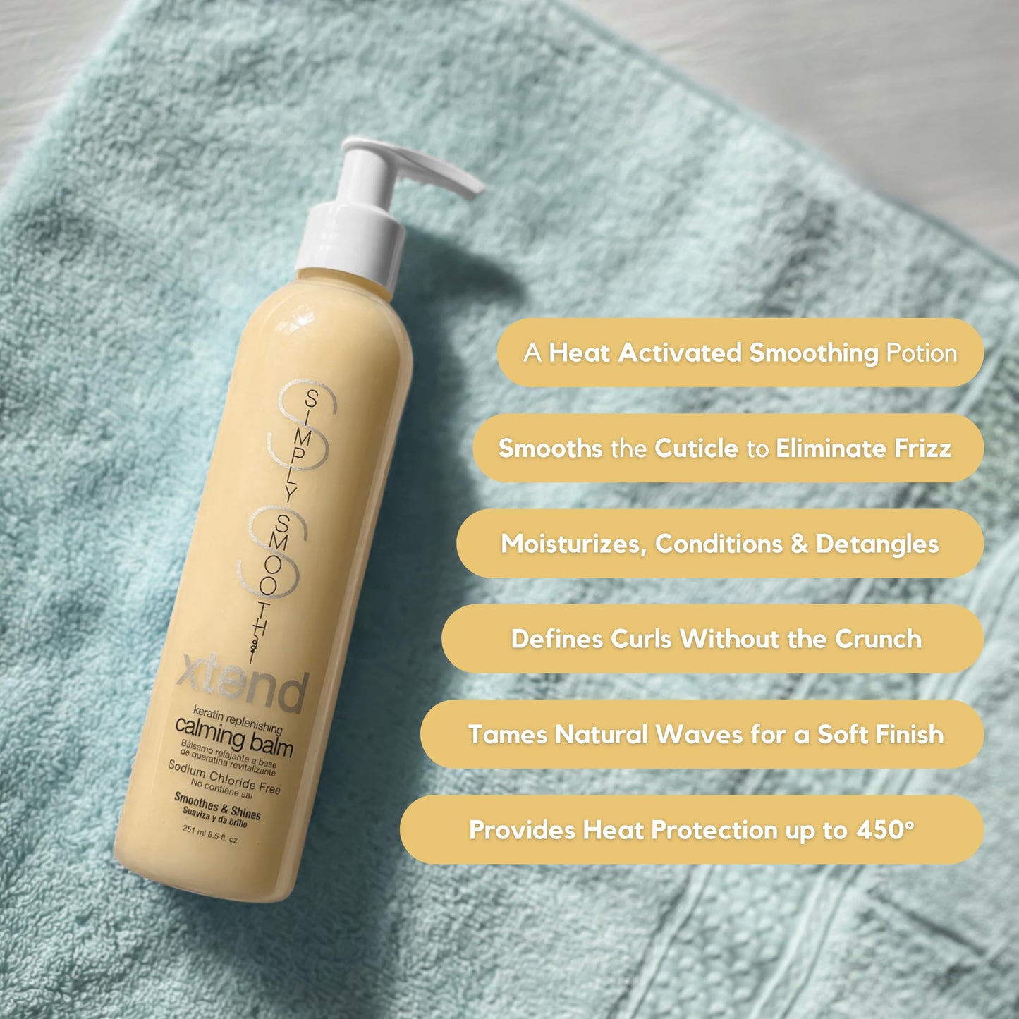 SIMPLY SMOOTH Xtend Keratin Replenishing Calming Balm Smoothing Or Curling Balm 1-Day Frizz Free Blowout Infused with Collagen To Repair Dry, Damaged Beauty & Personal Care SIMPLY SMOOTH