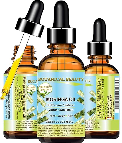 Botanical Beauty MORINGA OIL Moringa oleifera WILD GROWTH Himalayan 100% Pure Natural Undiluted Virgin Unrefined for Face, Skin, Hair, Lip, Nails (0.5 Beauty & Personal Care Botanical Beauty