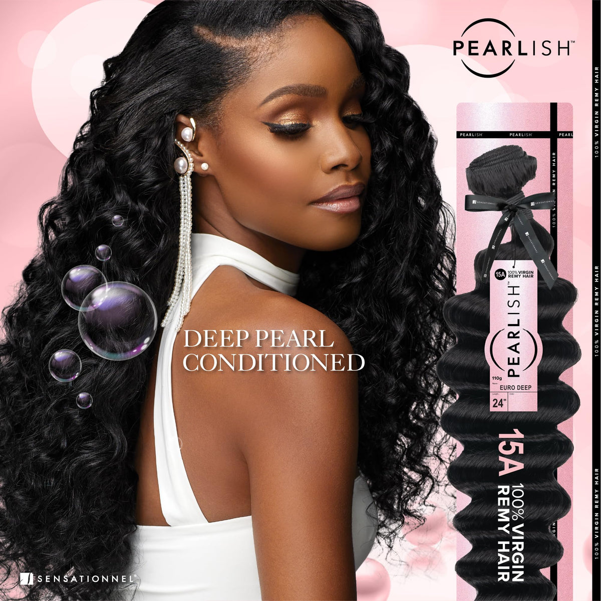 Sensationnel Pearlish bundle human hair - euro body deep pearl conditioned 15a soft remy beauty supply sew in or glue on bundles (20 Inch, NATURAL)