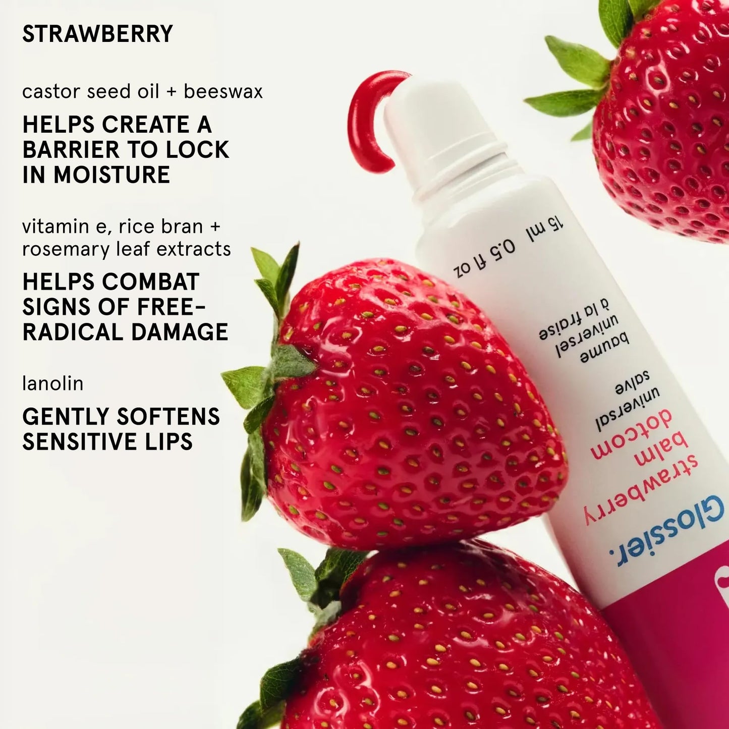 Glossier Balm Dotcom Lip Balm & Universal Salve, Strawberry Jammy Pink Tint Beauty and Personal Care Glossier