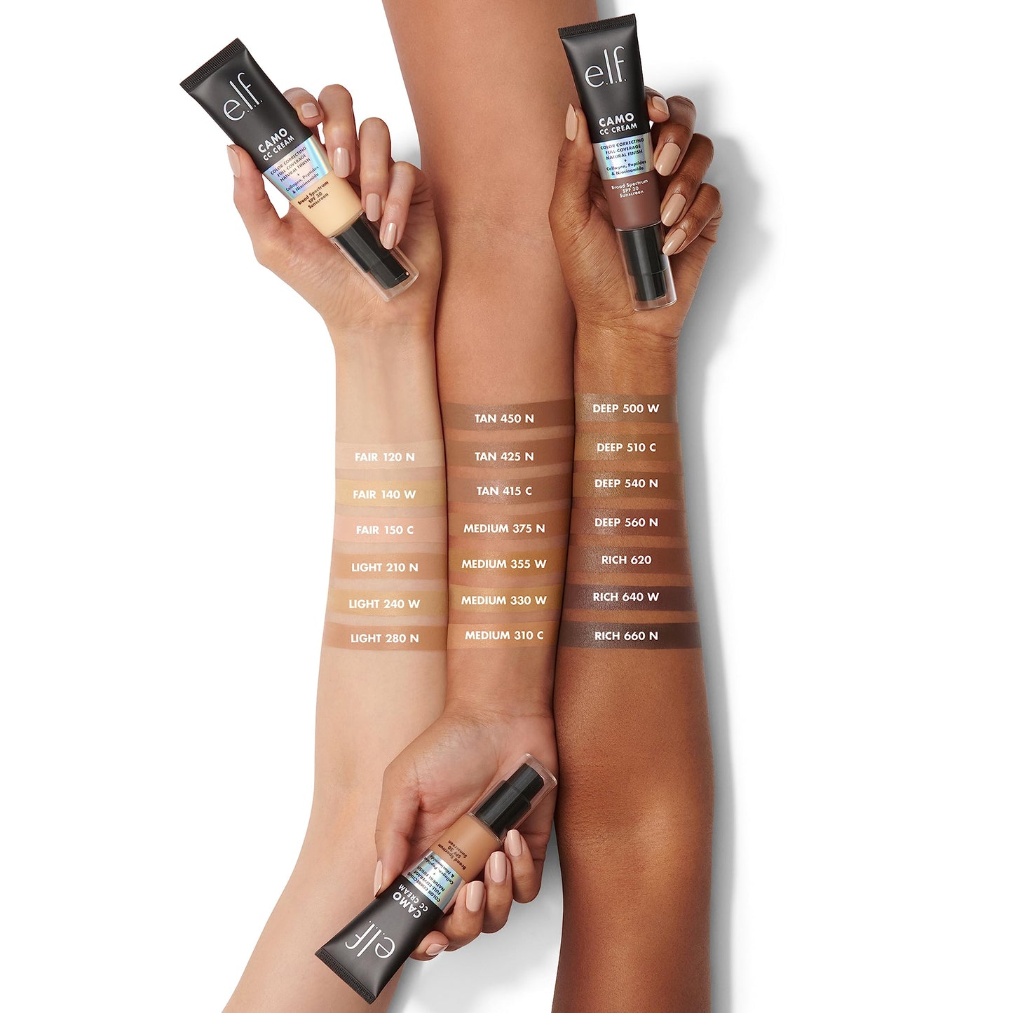 e.l.f. Camo CC Cream, SPF 30 Color-Correcting Medium-To-Full Coverage Face Foundation, Delivers An Airbrushed Finish, Vegan , Tan 450 N Beauty & Personal Care e.l.f.