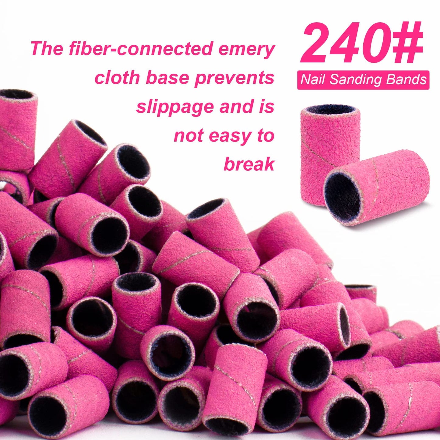 Rolybag Sanding Bands for Nail Drill, 240 Grit Sanding Bands Include 100 Fine Grit Sanding Band and 2 Pcs Mandrel Bit for 3/32" Nail Drill Machine Beauty & Personal Care Rolybag