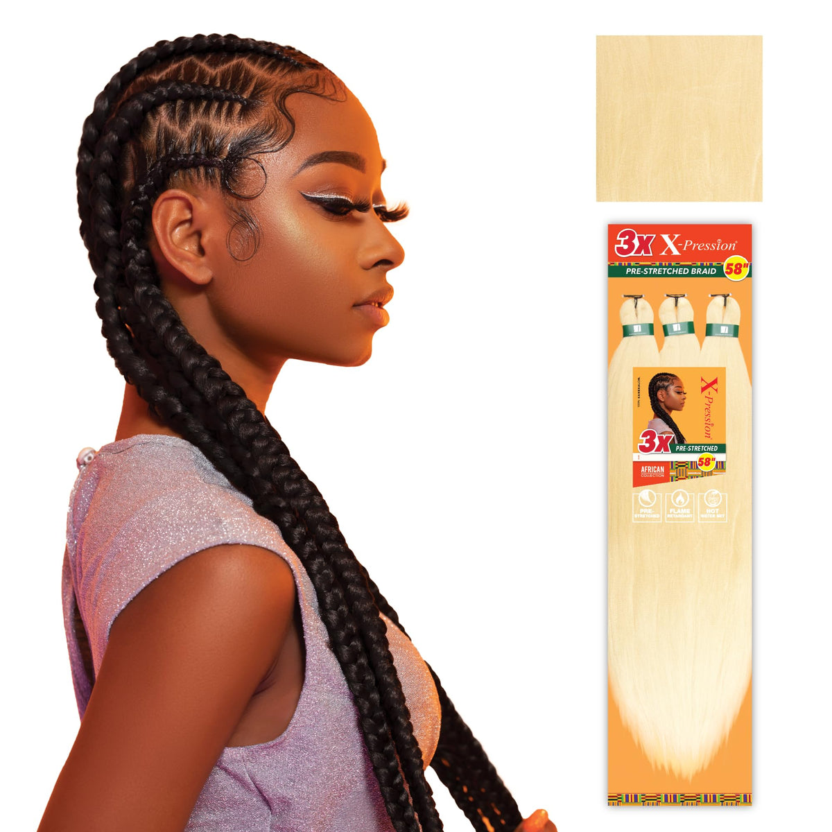 Sensationnel X-Pression Prestretched Braids-3X 58in,2pk 613 BLONDE