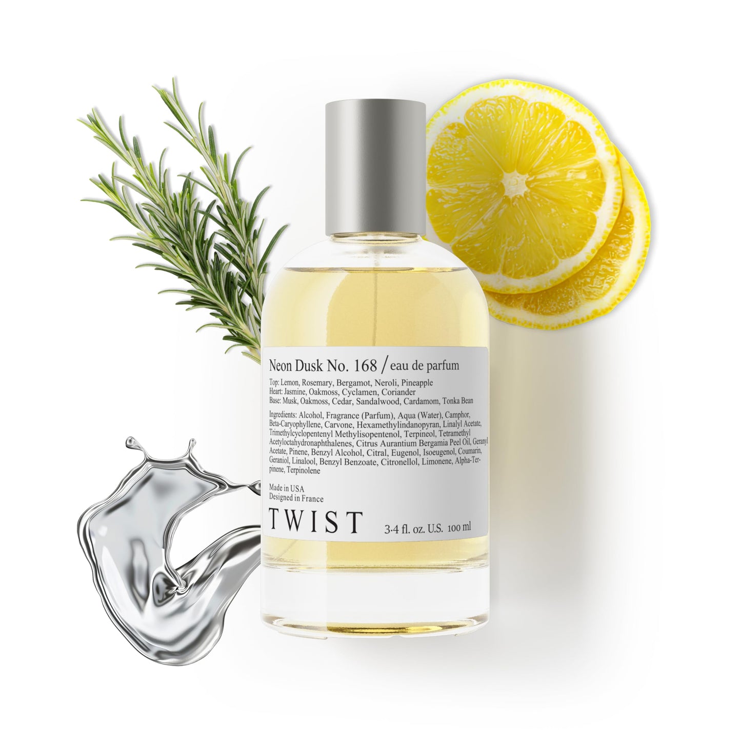 Twist Neon Dusk No. 168 - Inspired by Azz. Chrome, Long-Lasting Perfume for Men, Vegan, Clean Ingredients, Lemon & Bergamot - Spray 100 ml | 3.4 fl Beauty & Personal Care HOUSE OF TWIST
